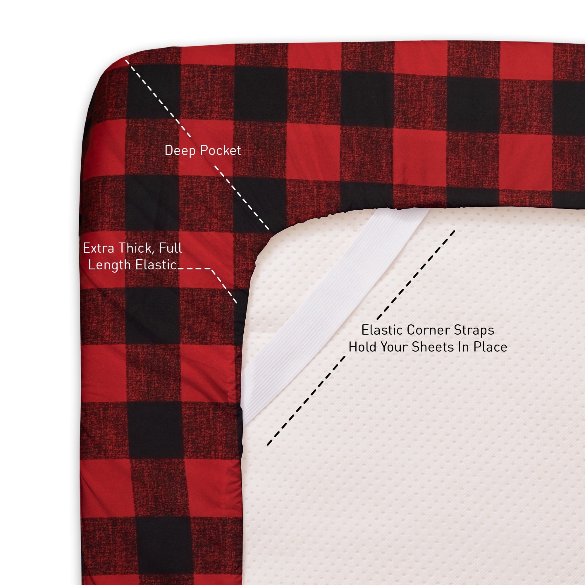 Buffalo Plaid Black and Red 4 Piece Bed Sheet Set - Twin - Image 5
