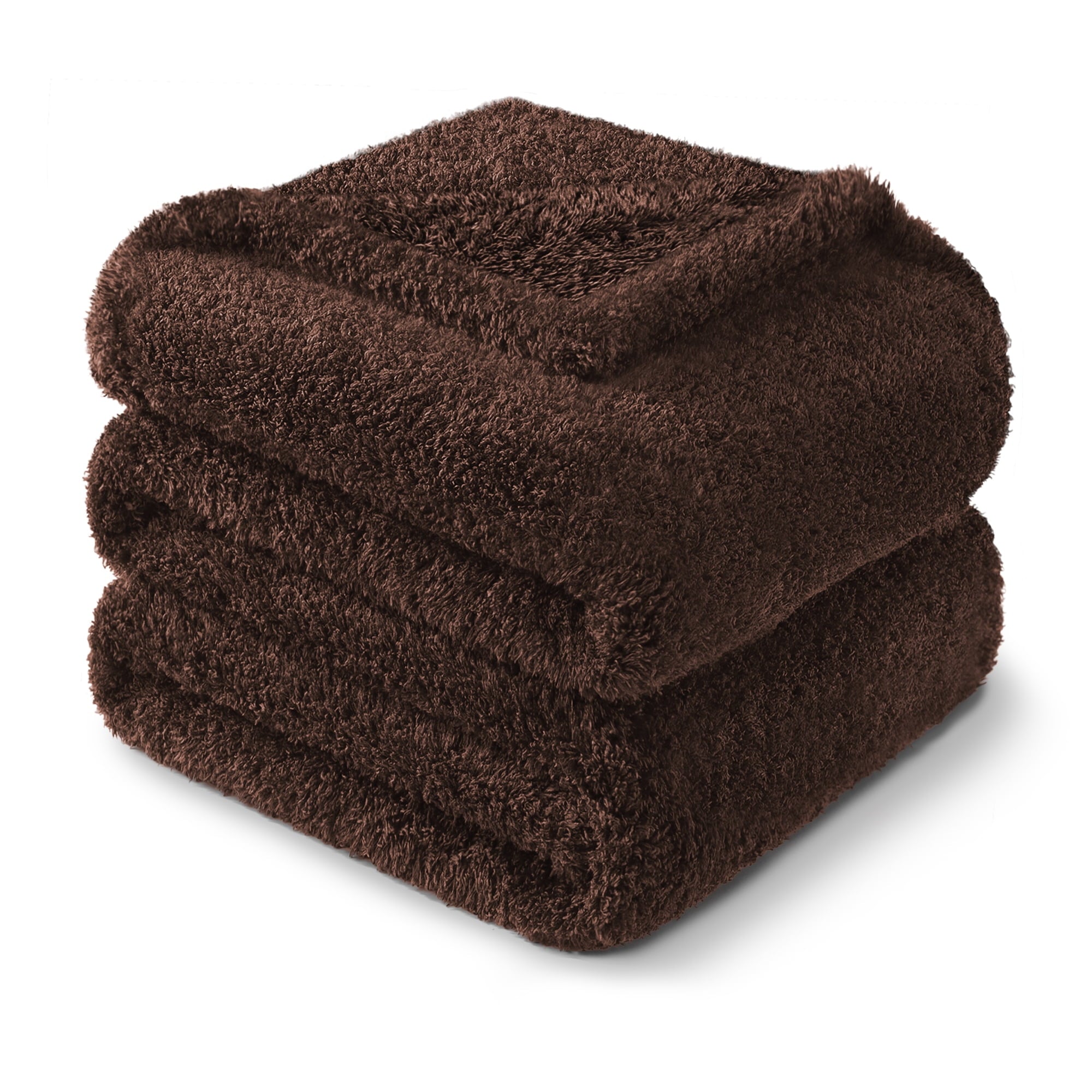 Fuzzy Fleece Throw Blanket for Couch Sofa, Lightweight Fluffy Solid Velvet Blanket, 50x60 Inches, Coffee - Image 5