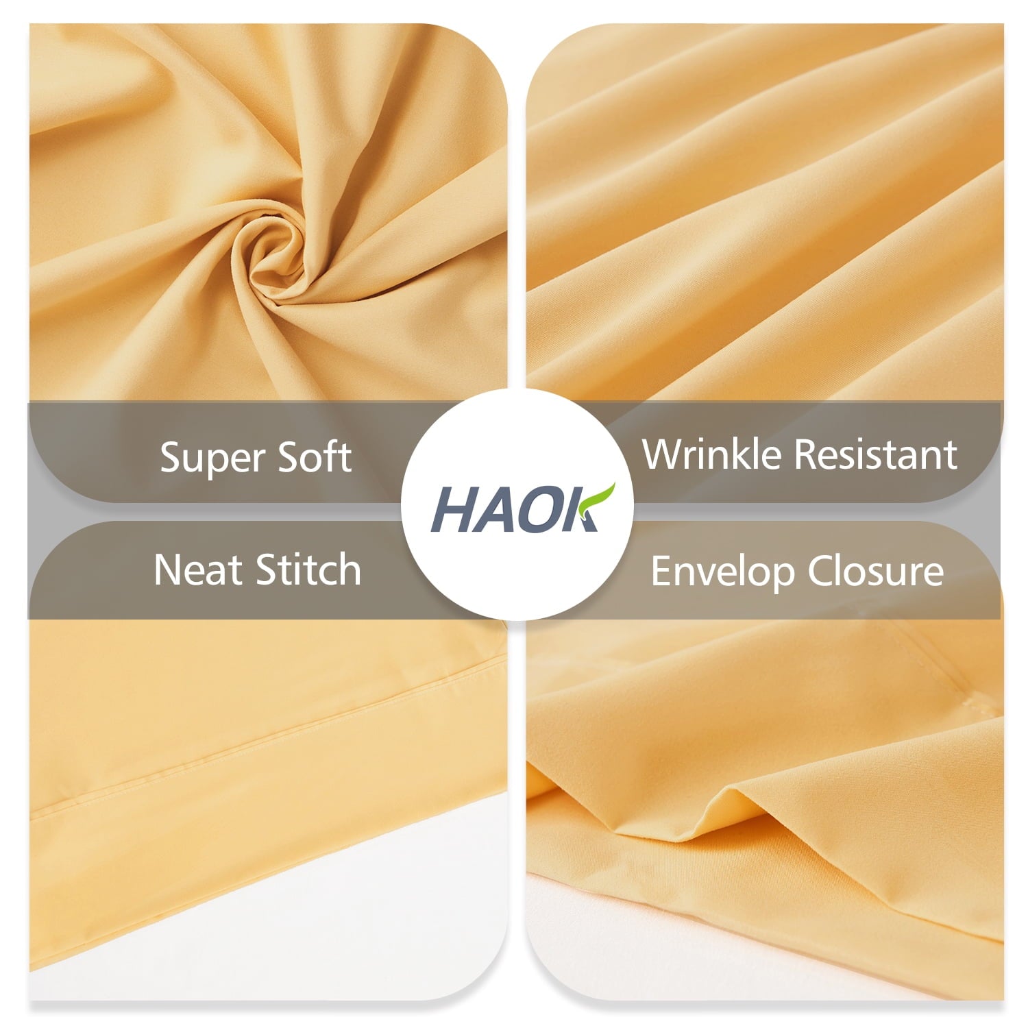 Solid Print Pillow Cases, King, Beige, 2-Pieces - Image 5