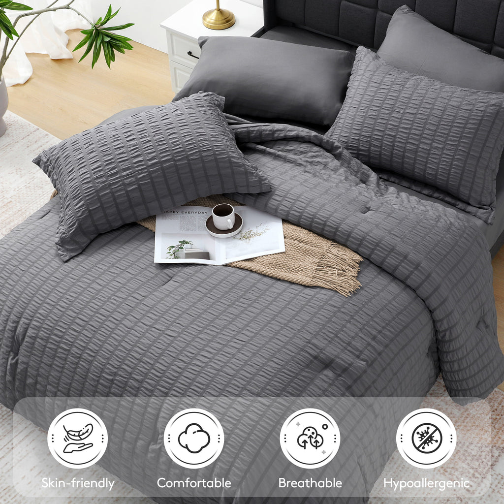 Vccoem 7 Piece Queen Comforter Set, Bed in a Bag with Sheets, Pillowcases & Shams, All Season Soft Bedding, Cozy and Lightweight, Machine Wa - Image 6