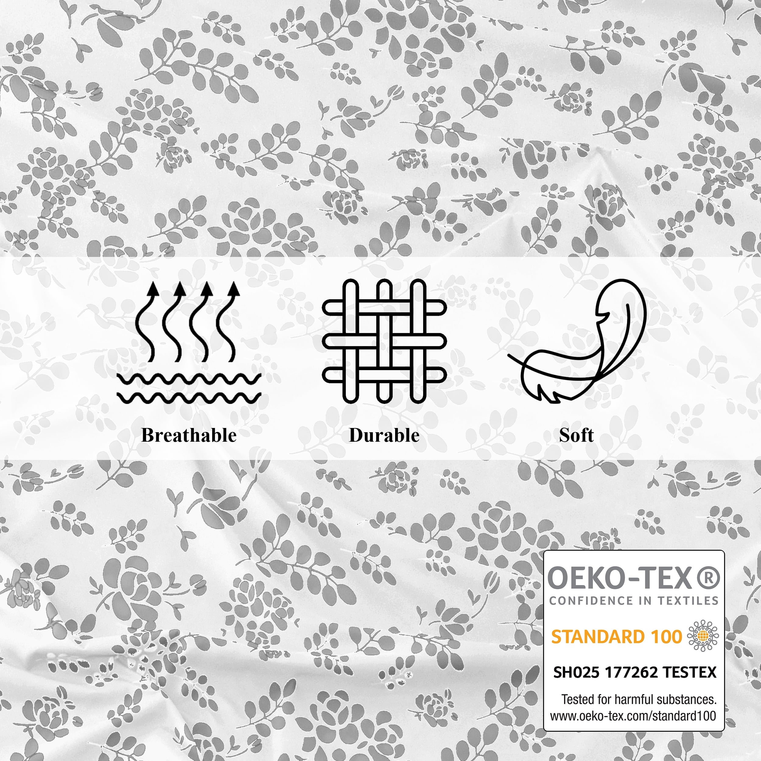 Lux Decor Twin Microfiber Bed Sheets - 3 Piece Floral Sheet Set, Soft Breathable Bedding, Wrinlkle Resistant, OEKO-TE... - Image 6