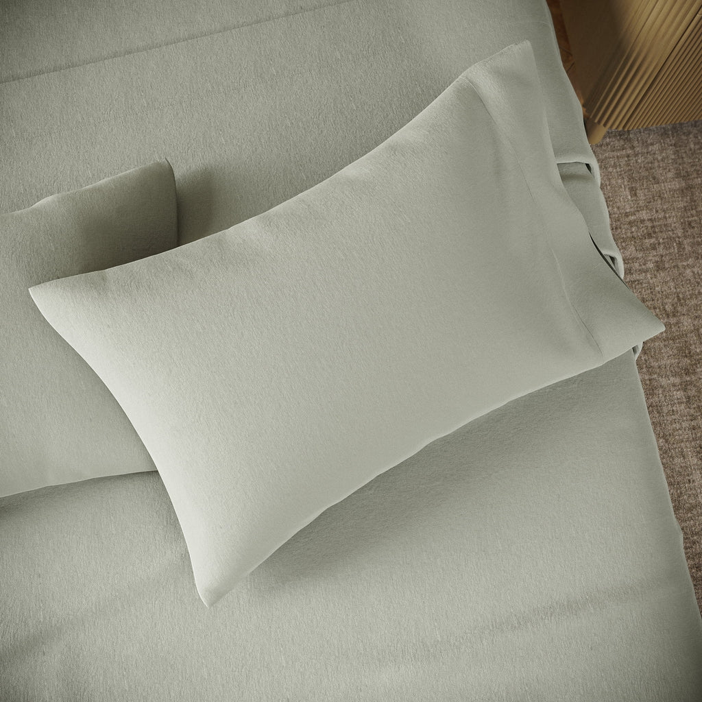Solid 4-Piece 100% Cotton Washed Percale Sage Green Sheet Set, Full - Image 4