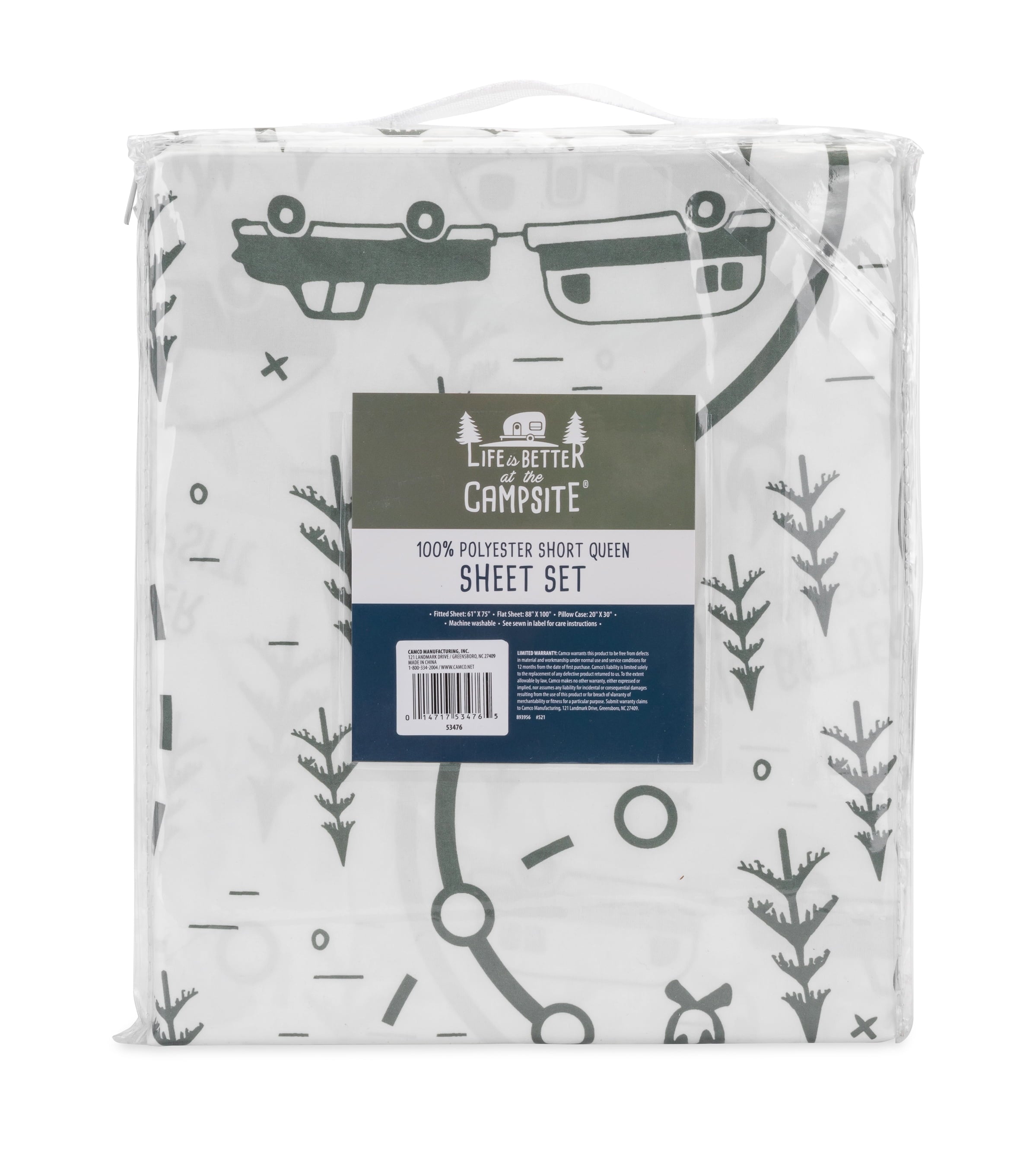 RV Queen Bed Sheet Set, Green Map, Polyester (53476) - Image 6