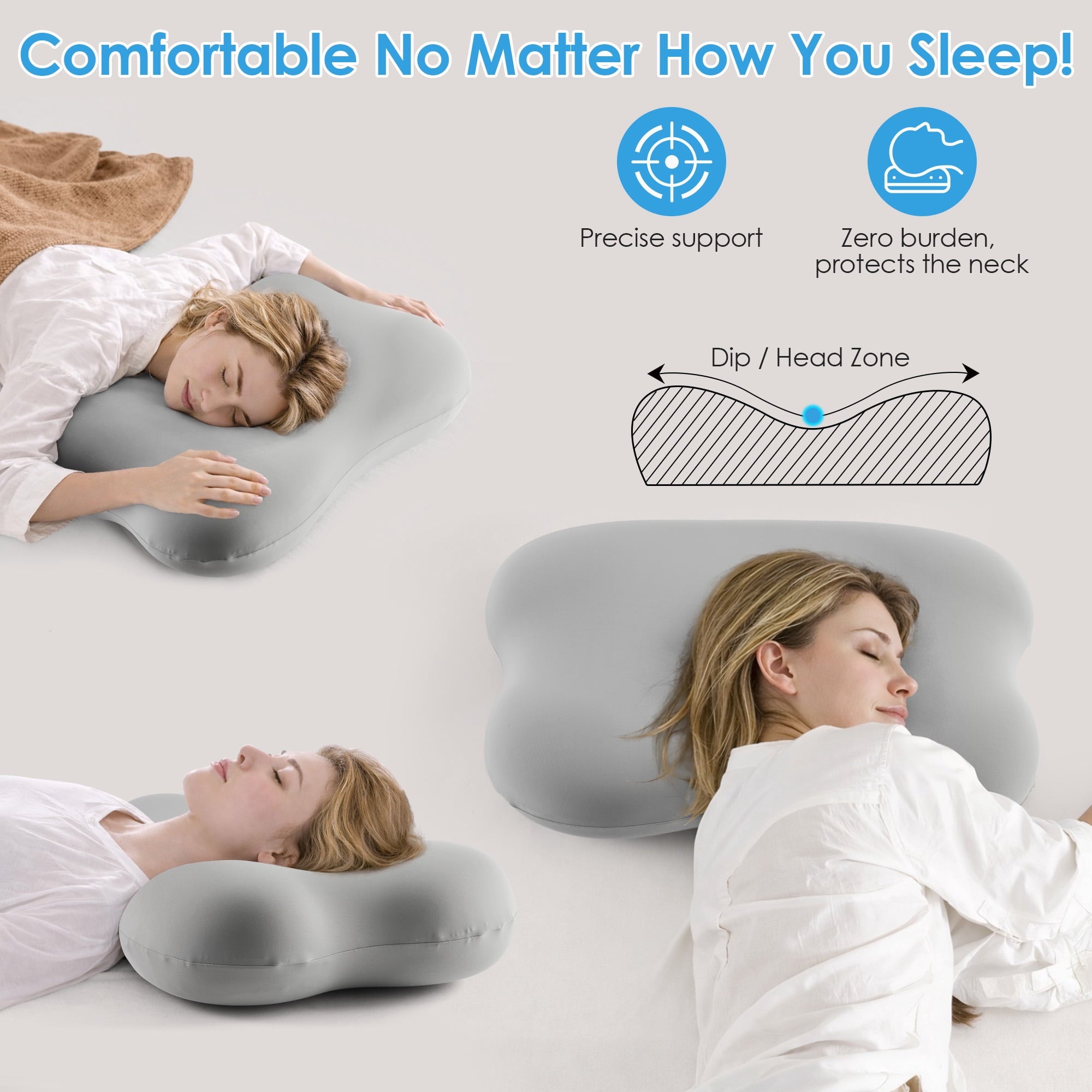 Cervical Pillow Orthopedic Cervical Pillow for Neck Pain Relief, Memory Foam Bed Pillow with Pillowcase, Contour Bed ... - Image 3