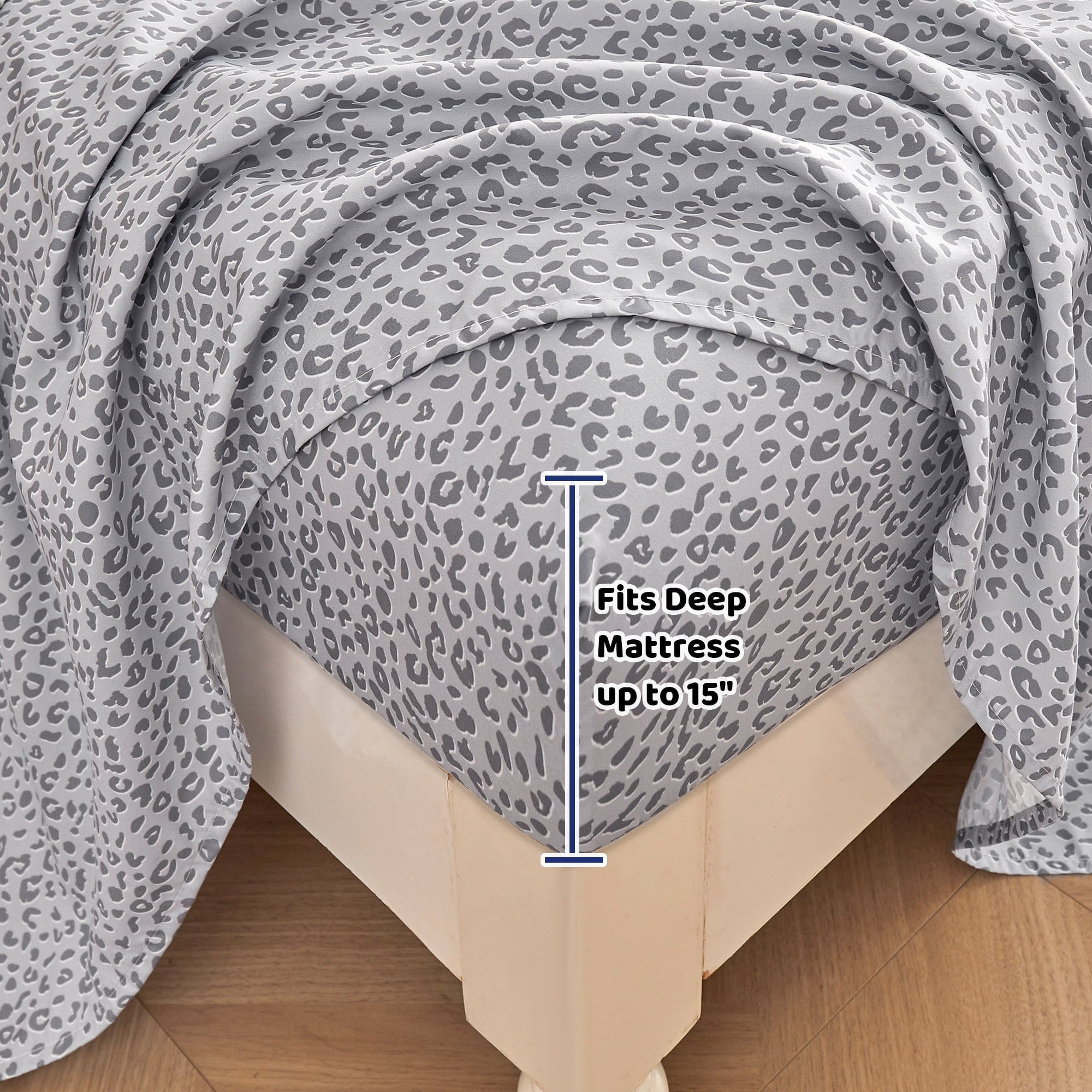 Floral King Sheets, Soft Breathable Microfiber Printed Bed Sheet Set, Deep Pocket Non-Slip Fitted Sheet Included - Image 3