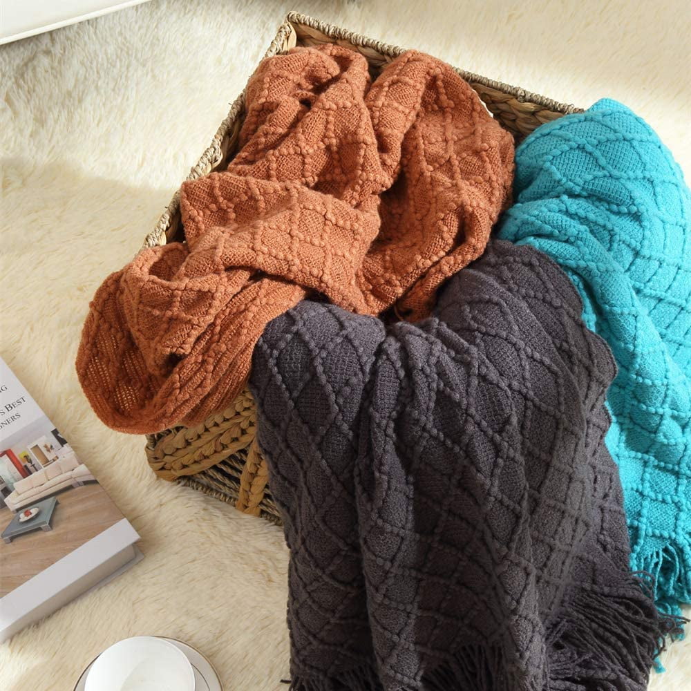 Home Decor Rustic Couch Sofa Chair Bed Throw Blanket, Soft Warm Light Weight in Spring Summer (50''X60'' Brown) - Image 4