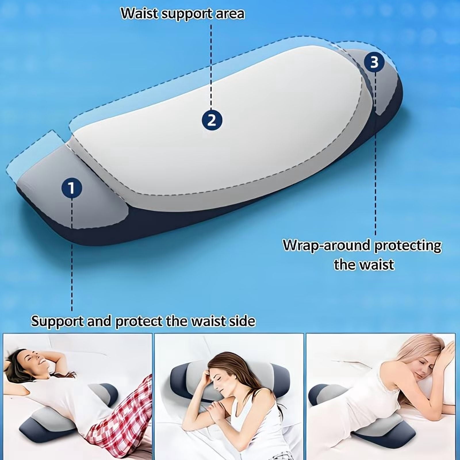 Lumbar Support Pillow for Bed, Memory Foam Ergonomic Lower Back Support Waist Pillow for Side Back and Stomach Sleepe... - Image 3