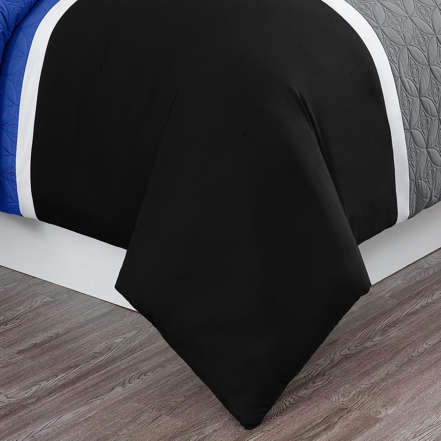 Chezmoi Collection Bernard 7-Piece Full Bed in a Bag Comforter Set with Sheets, Lightweight Comforter Blue Black Gray Patchwork Quilted Meda - Image 4