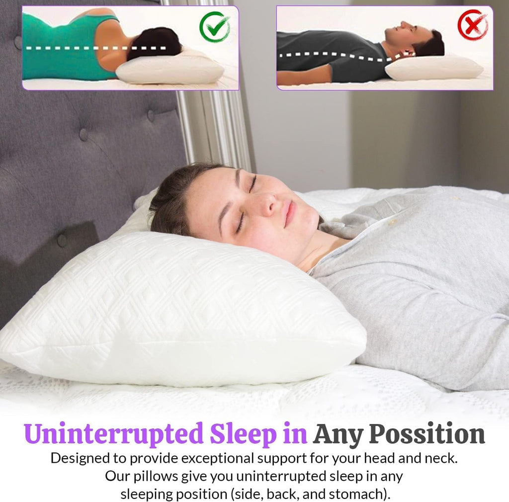 King Size Bamboo Pillow, Memory Foam Bed Pillows with Washable Pillowcases, King - Image 4
