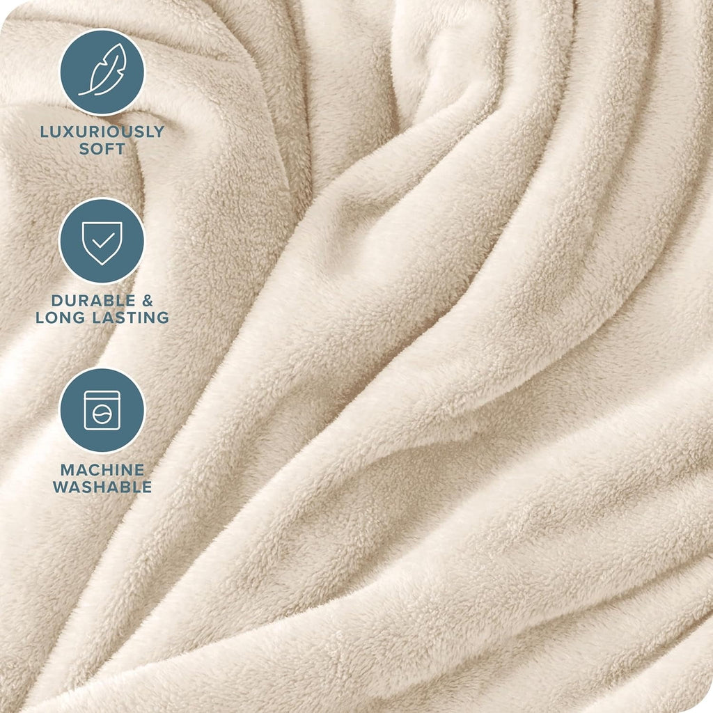 Throw Blanket for Couch, Ultra Soft Cream White Throws for Travel Camping Sofa Bed, Lightweight Cozy Bed Blanket for All Seasons, Decor & Gi - Image 3