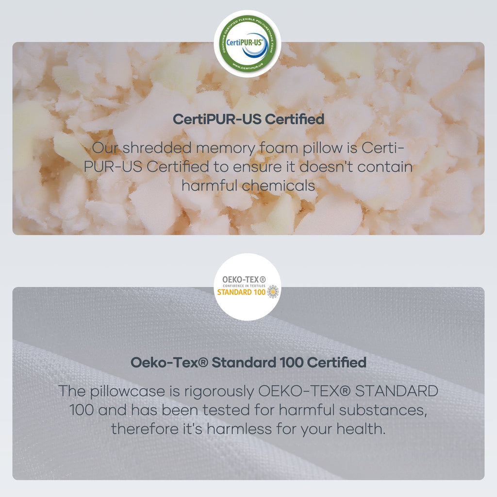 Shredded Memory Foam Pillow 2 Pack Pillow for Bed, Side, Back and Stomach Sleepers, CertiPUR-US Certified 28"x20" - Image 3