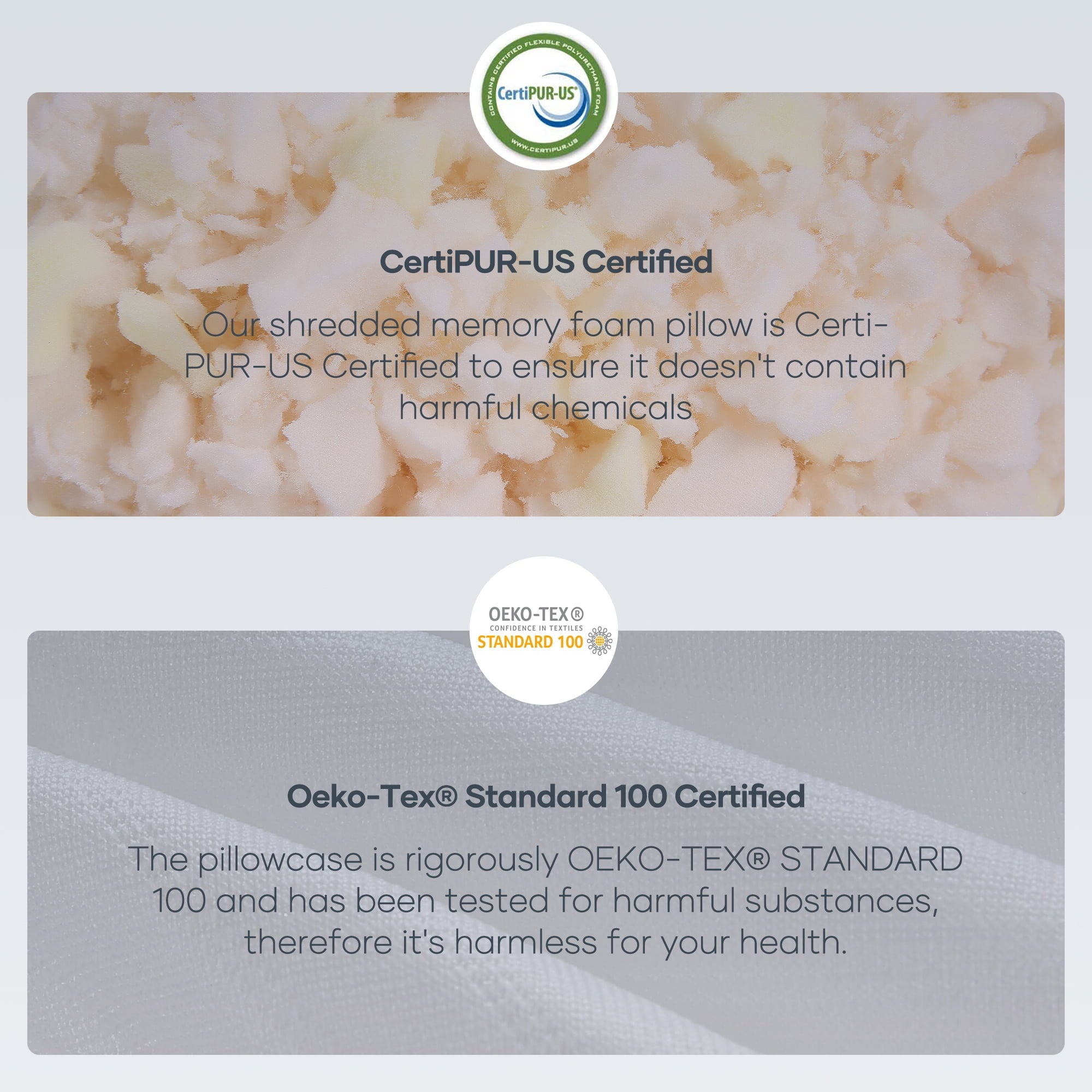 Shredded Memory Foam Pillow 2 Pack Pillow for Bed, Side, Back and Stomach Sleepers, CertiPUR-US Certified 28"x20" - Image 3