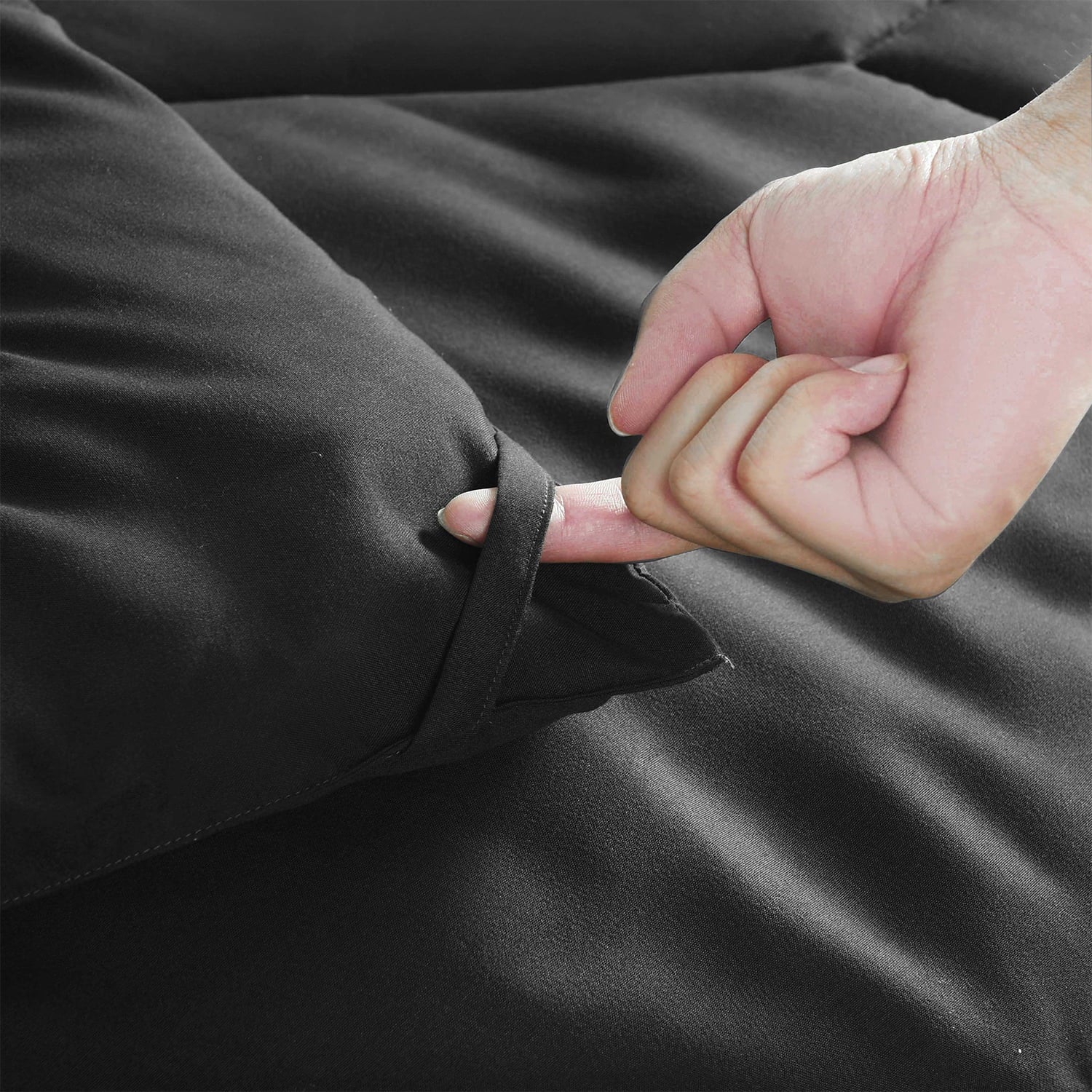 8 PCS Modern Comforter Set with Sheets All Season Bed in a Bag, Black, Queen Size - Image 4