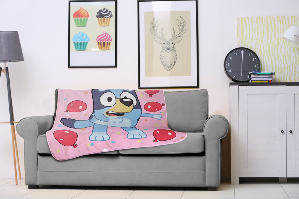 Balloon Party 46" x 60" Throw Blanket, Kids, Pink, Microfiber, BBC Studios - Image 5