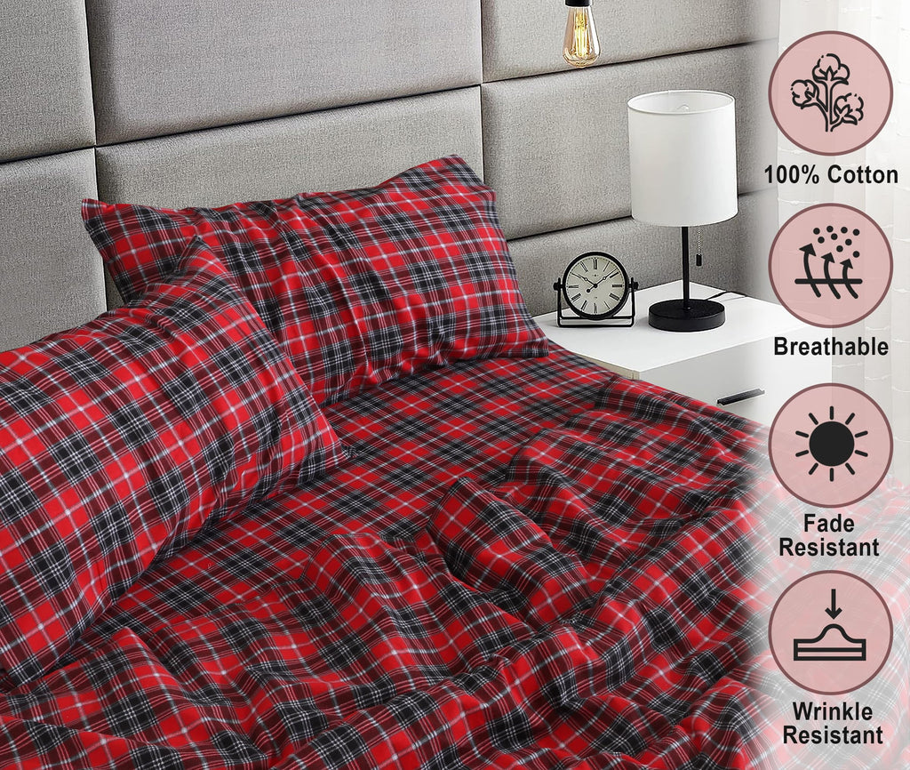 Flannel Sheets Queen Size - 100% Cotton Double Brushed Bed Sheets, Deep Pockets 16 Inches Queen Sheet Set, All Season... - Image 4