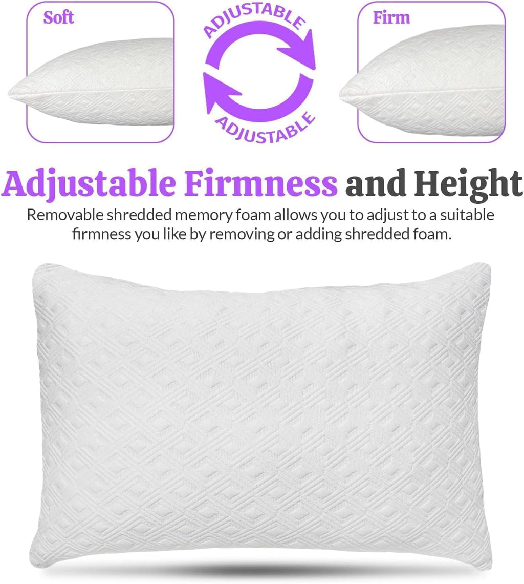 King Size Bamboo Pillow, Memory Foam Bed Pillows with Washable Pillowcases, King - Image 3
