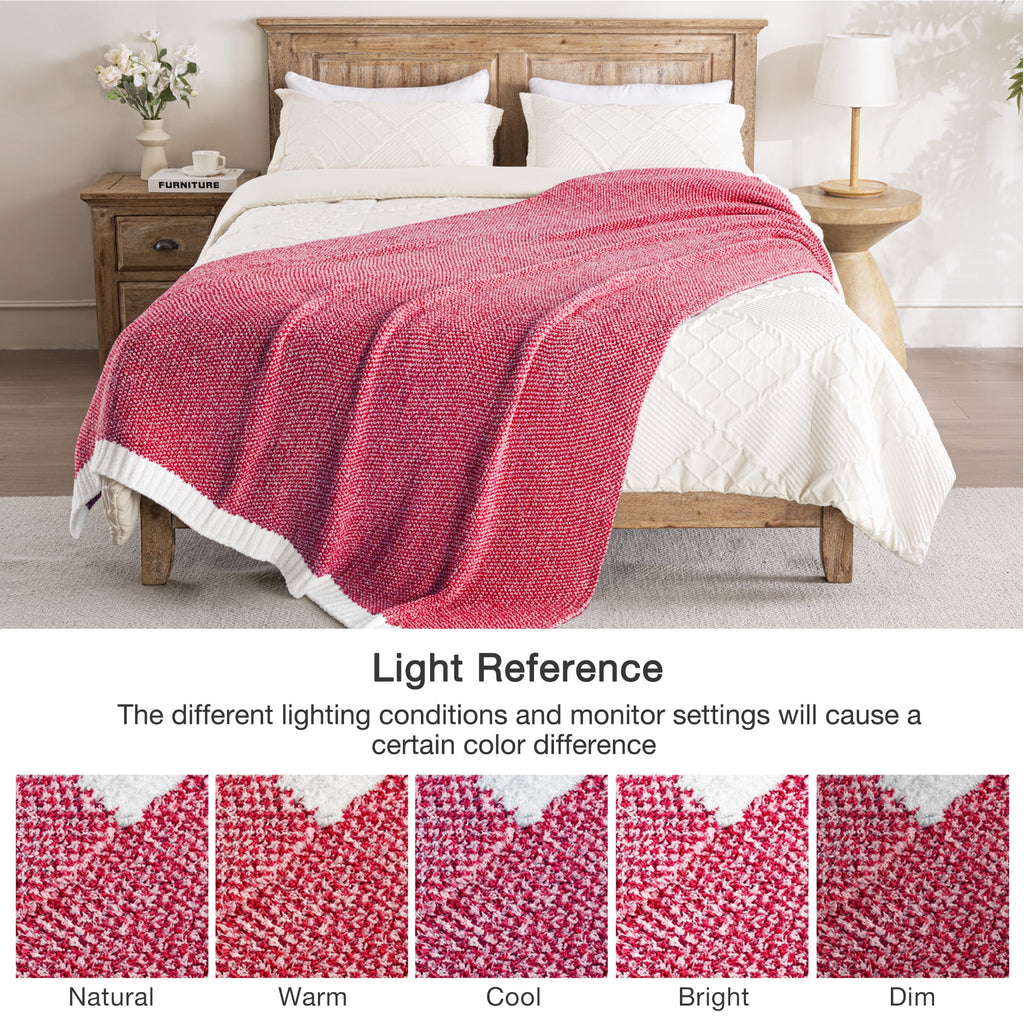 Knit Throw Blanket, Ultra Soft Cozy Fluffy Blankets, Lightweight Fuzzy Plush Throw for Couch and Bed, Mixed Red, 50"x60" - Image 5