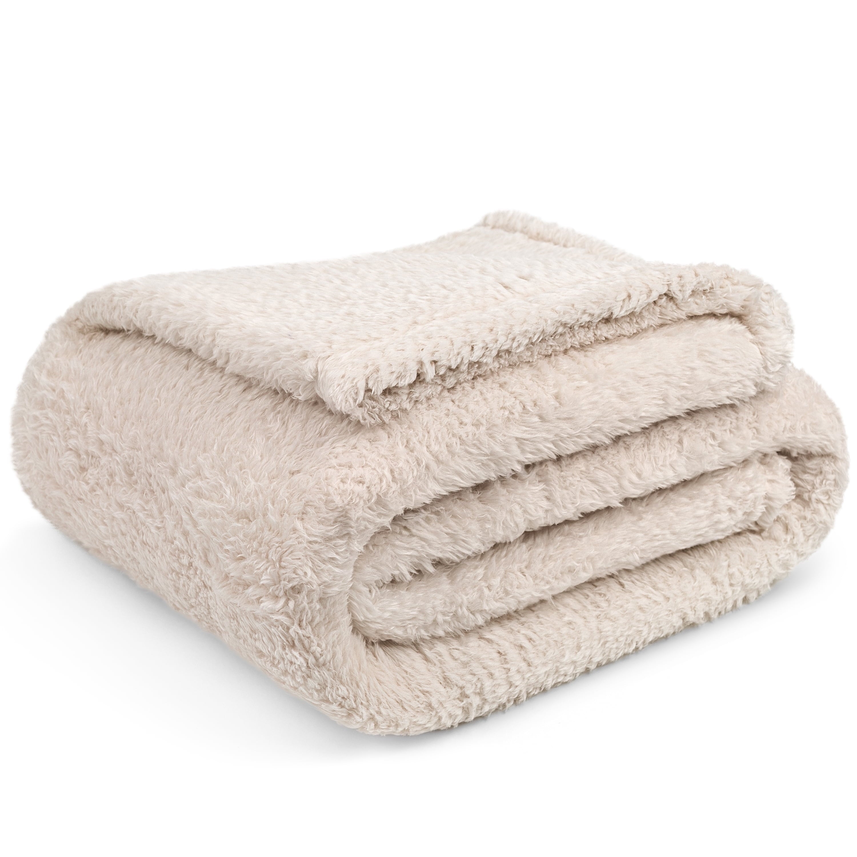 Sherpa Throw Blanket For Couch Sofa, Cream Beige Fluffy Warm Plush Blanket for Bed, Cozy Super Soft Lightweight Throw... - Image 3