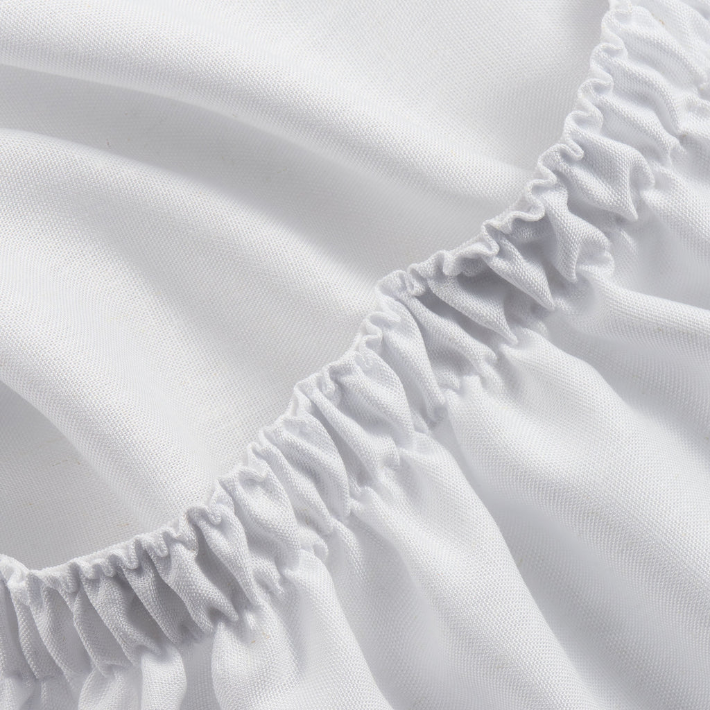 4-Piece White Lyocell & Linen Blend Percale Bed Sheet Set, Queen - Image 2