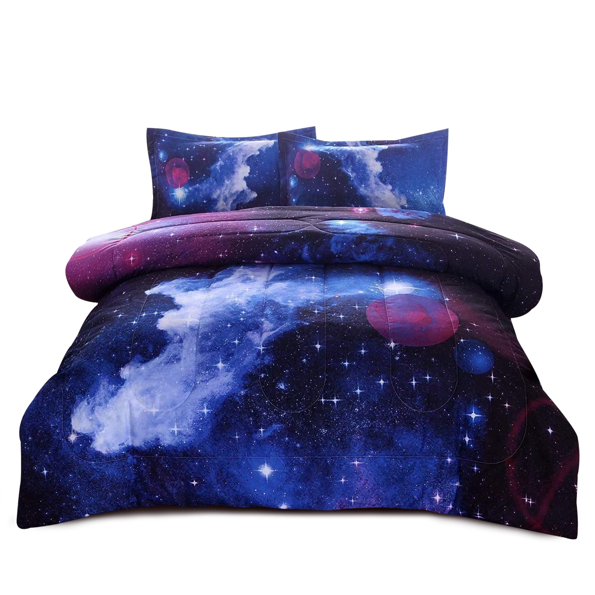 Galaxy Bedding Sets Outer Space Comforter 3D Printed Space Quilt Set Full Size for Kids Blue - Image 4