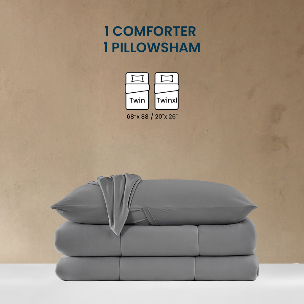 Sleep Zone 3 Pieces Jersey Knit Bedding Sets with 1 Comforter and 2 Pillow Shams, Soft and Breathable Comforter Set with Women, Men, Adults, - Image 4
