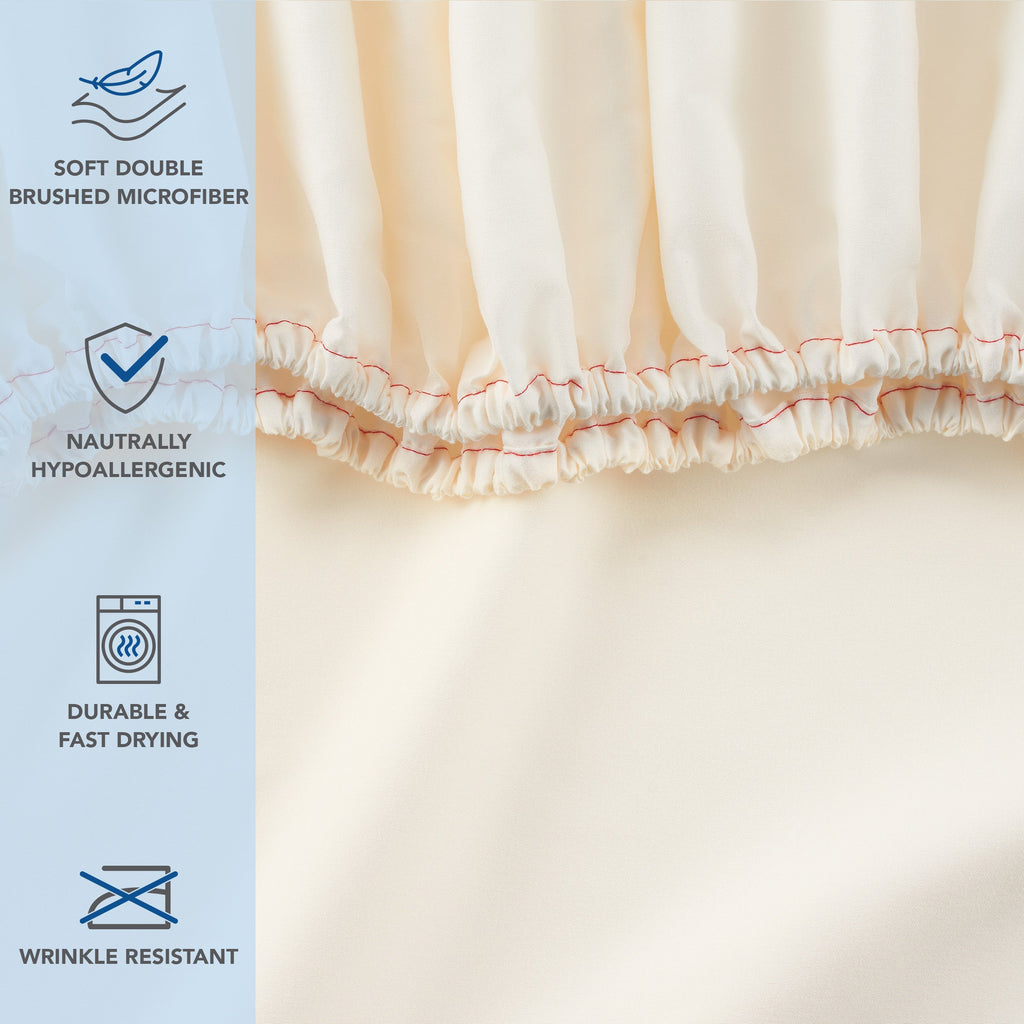 Brushed Microfiber Fitted Sheets - Bedding Essentials - Full - (6 Pack) Ivory - Image 5
