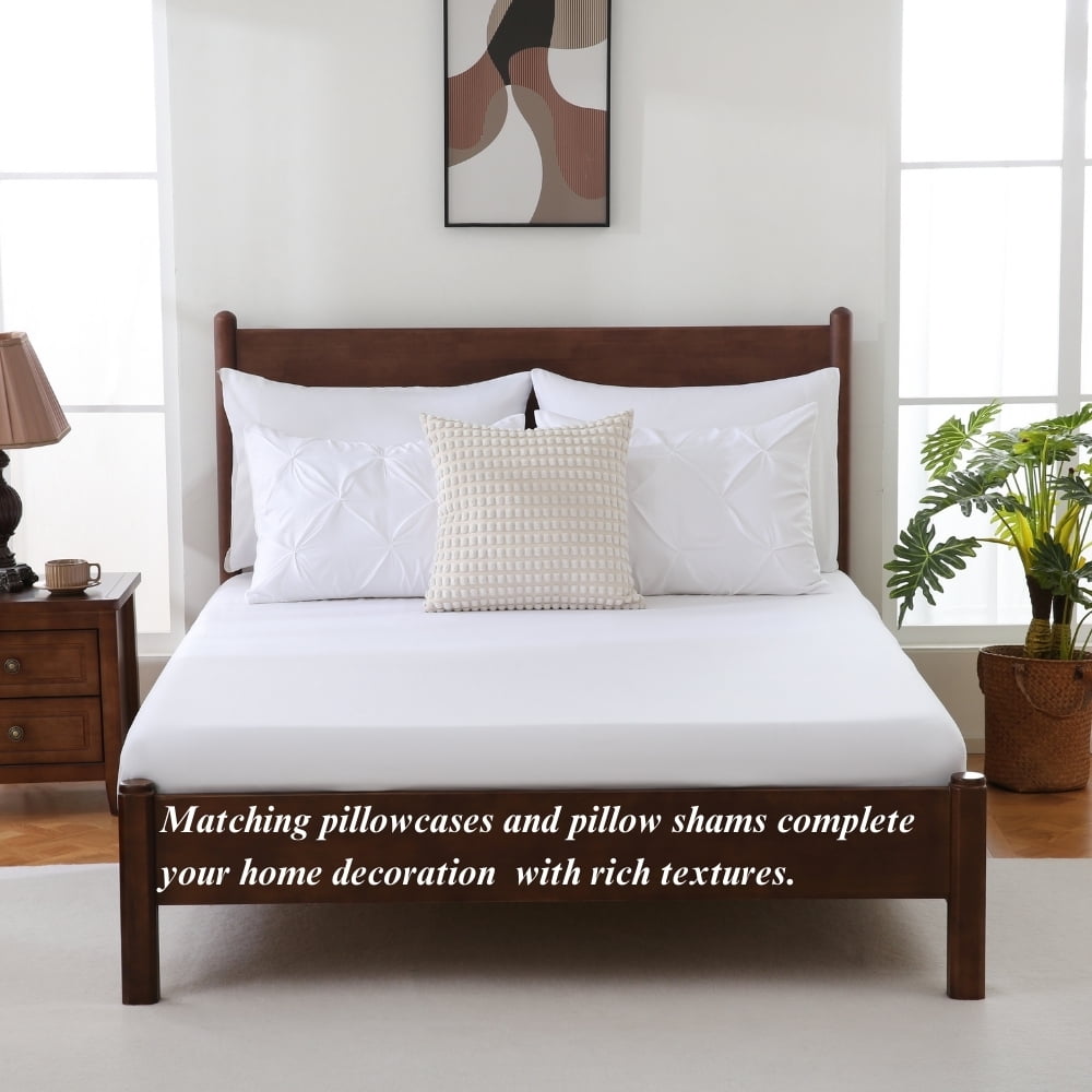 7 Pieces Pinch-Pleated Comforter Set, White Queen Size - Image 6