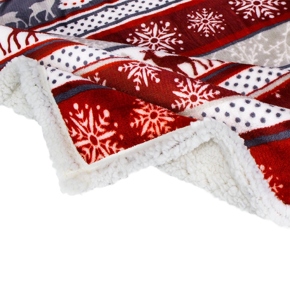 Premium Plush Sherpa Throw Christmas Blanket | Soft, Warm, Cozy, Reversible Microfiber Winter Cabin Throw | Plaid Hol... - Image 3