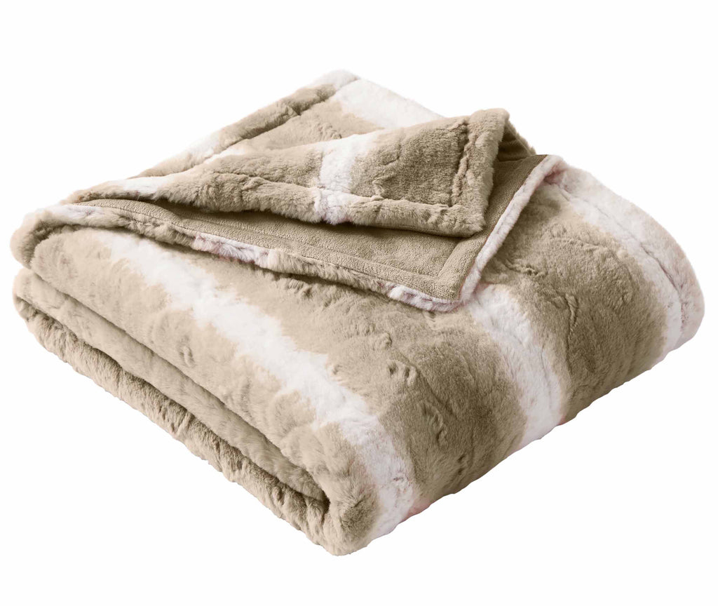 Almond Biscuit Ombre Faux Fur Throw, 50"x72" - Image 2