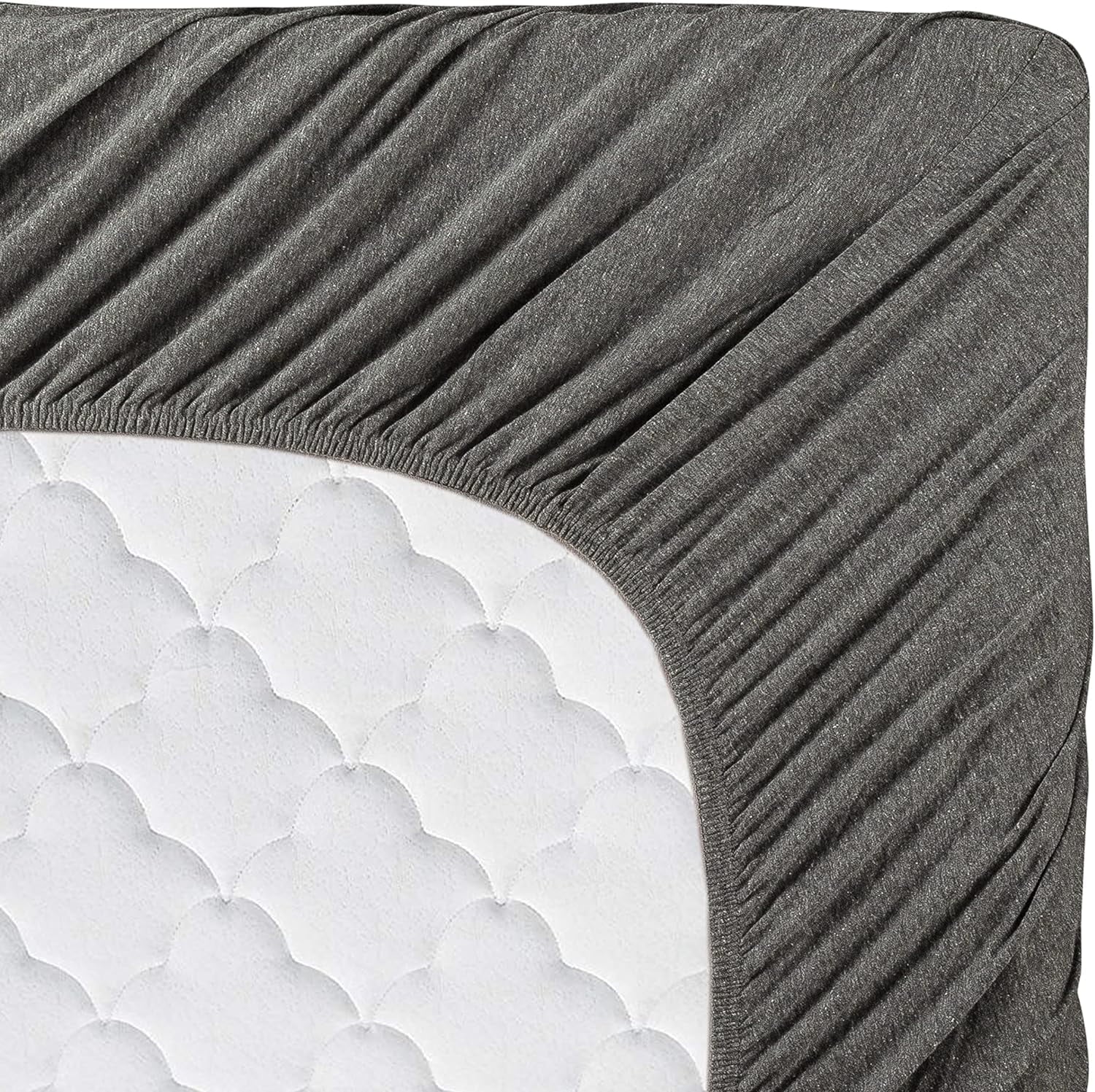 Jersey Sheet Set - 4 Pieces Queen Cotton Sheets Set - Stretchable Ultrasoft Luxury Knit Bed Linen (Dark Gray, Queen) - Image 5