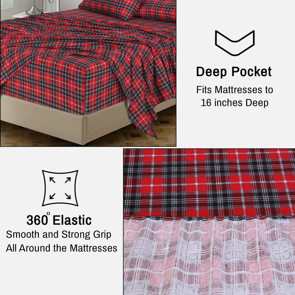 Flannel Sheets Queen Size - 100% Cotton Double Brushed Bed Sheets, Deep Pockets 16 Inches Queen Sheet Set, All Season... - Image 2