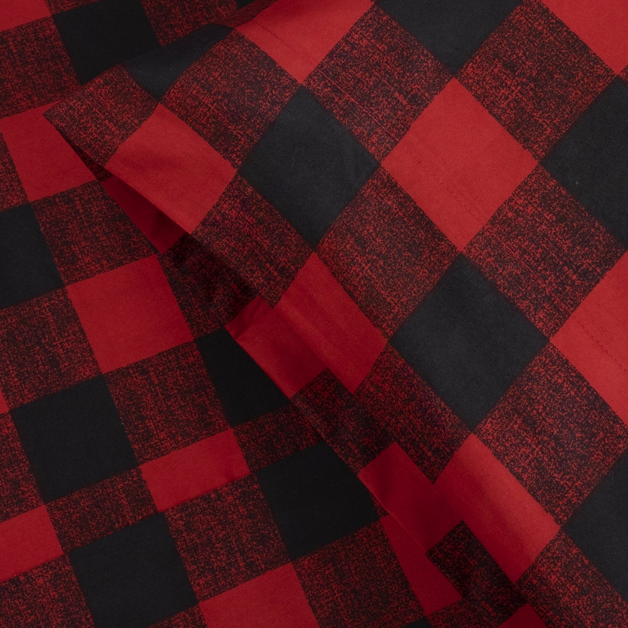 Buffalo Plaid Black and Red 4 Piece Bed Sheet Set - Twin - Image 6