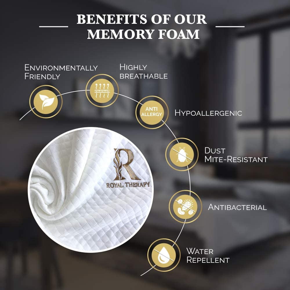Queen Memory Foam Pillow + Extra Pillowcase, Bed Pillow for Neck & Shoulders for Adult - Image 3