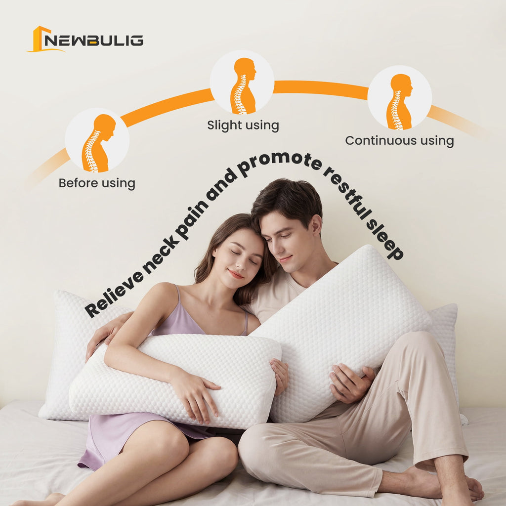 Gianna Memory Foam Pillow for Sleeping, Gel Cooling Bed Pillow with Breathable Mesh and Washable Cover for Back and Side Sleepers, White (1 - Image 5