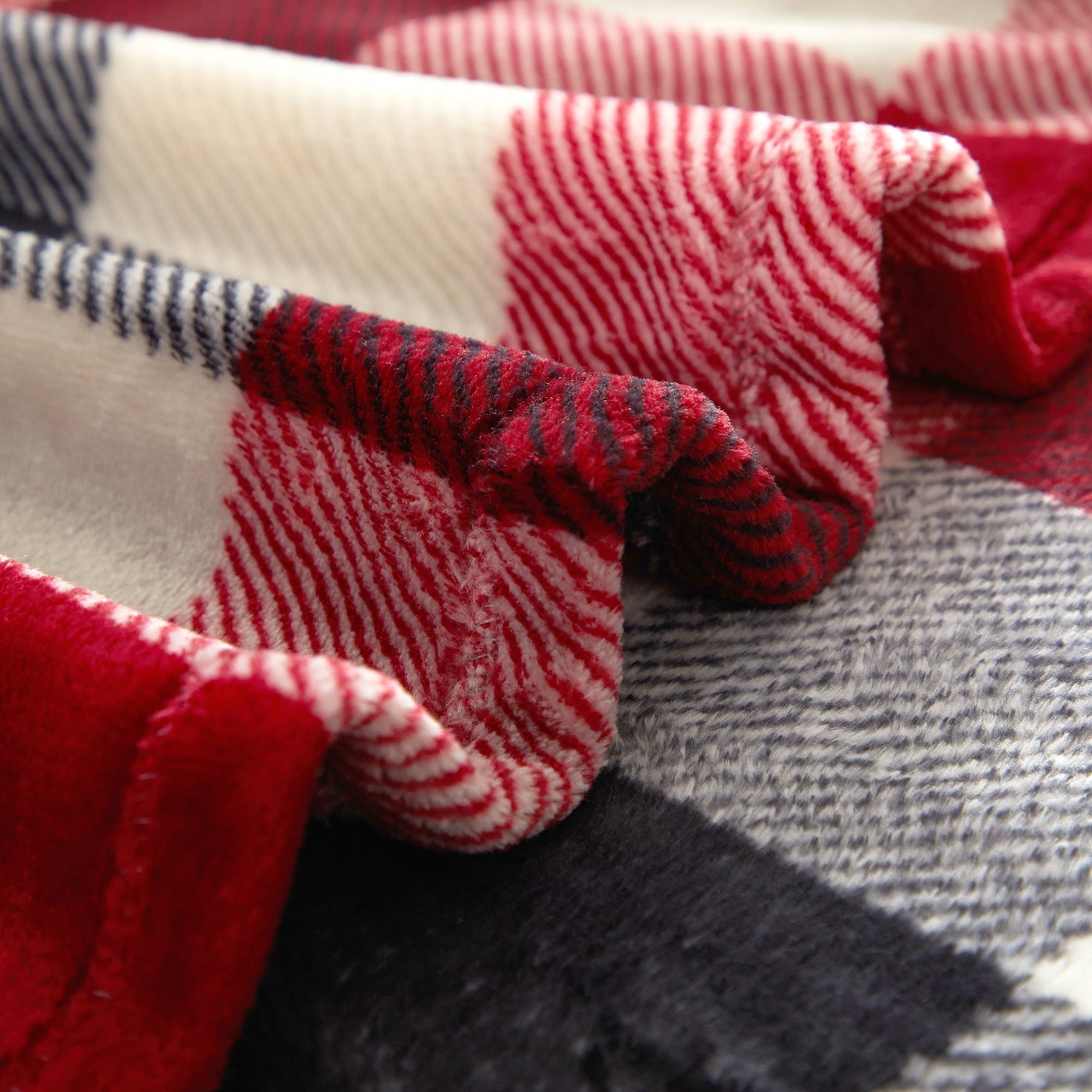 Cozy Plush Throw Blanket, Red Plaid 50" x 60" All Ages - Image 4