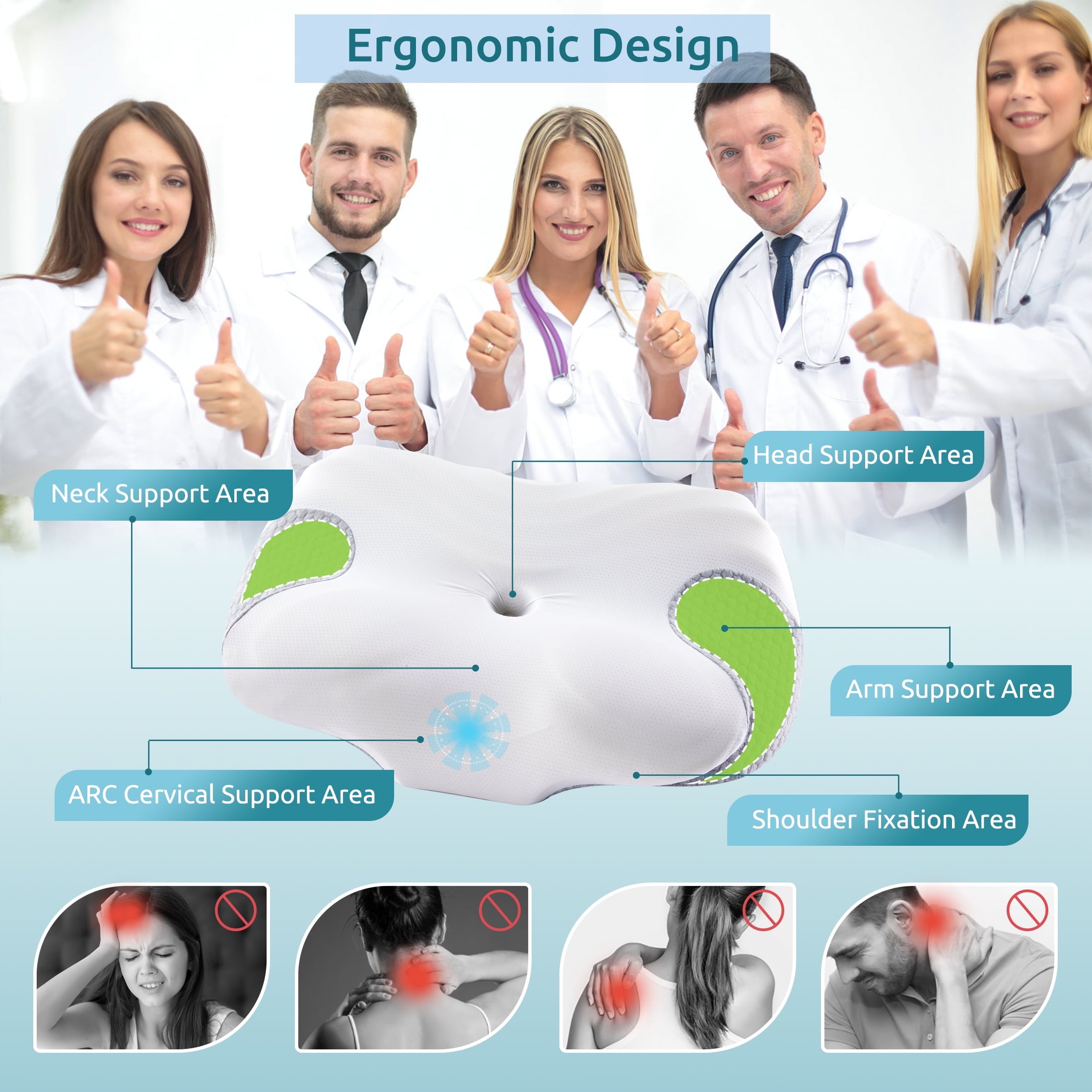 Cervical Memory Foam Pillow Neck Bed Pillow for Pain Relief Sleeping, Ergonomic Orthopedic for Side Back and Stomach ... - Image 6
