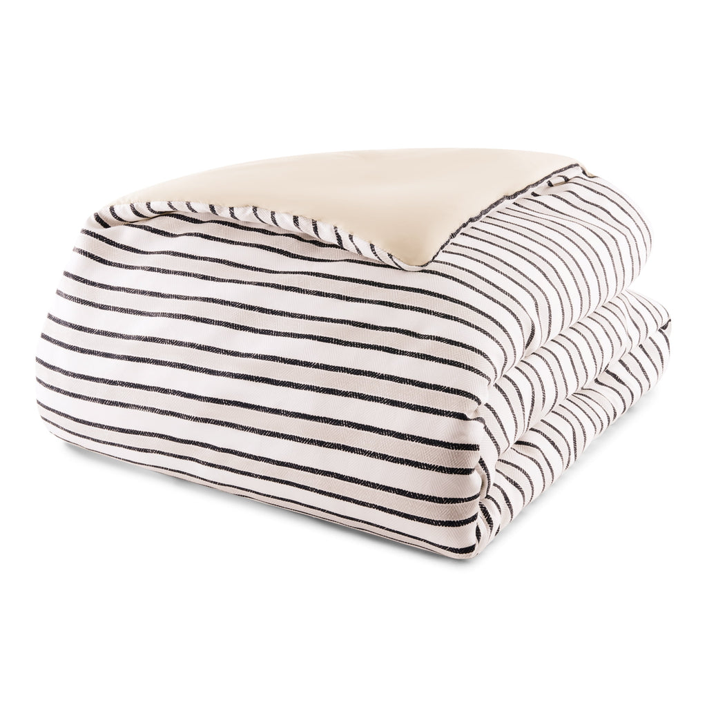 Soft Touch Bed in a Bag 11-Piece Reversible Tan & Black Striped Comforter Set with Sheets, Queen - Image 5