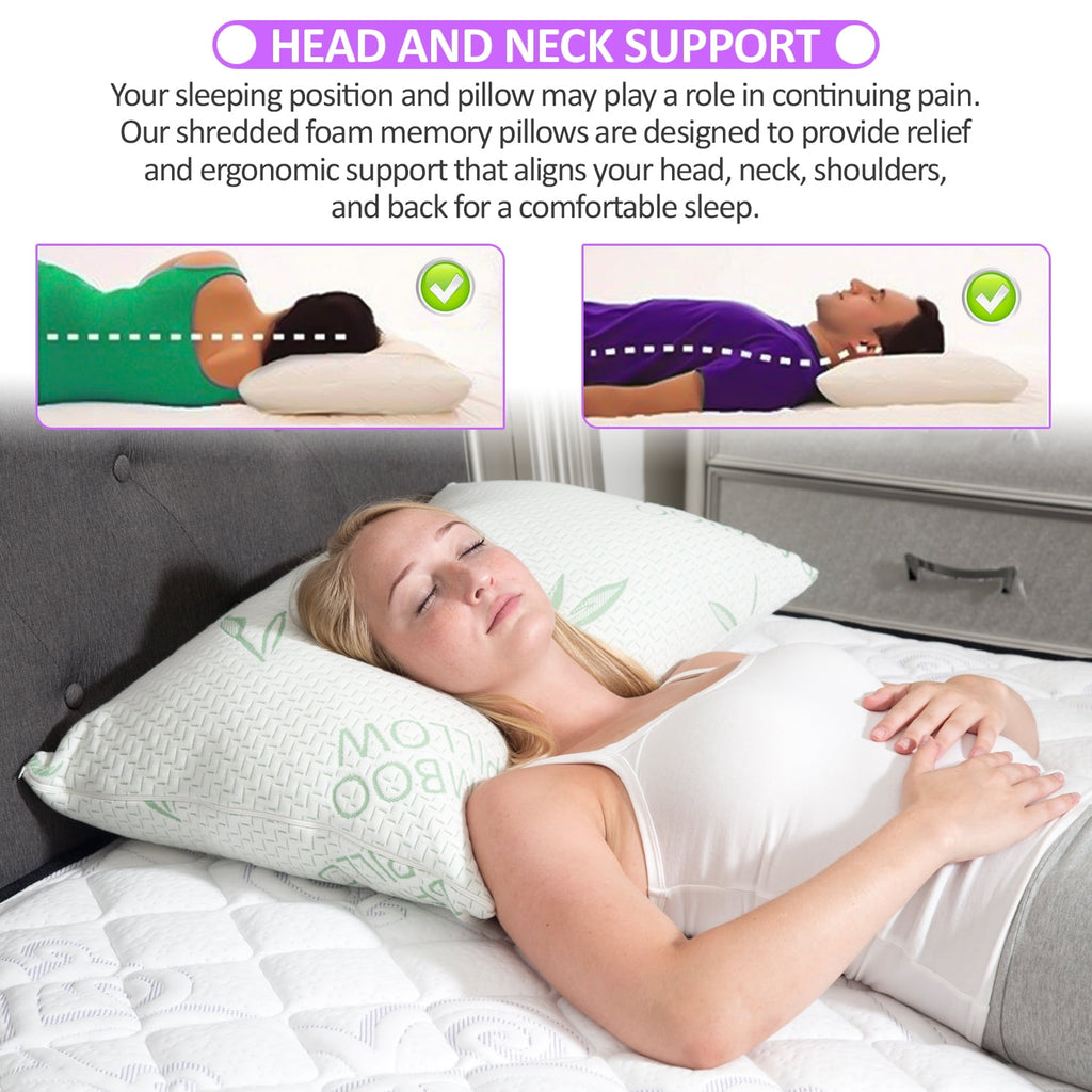 King Size Pillow, Memory Foam Bed Pillows with Washable Pillowcases, King - Image 4