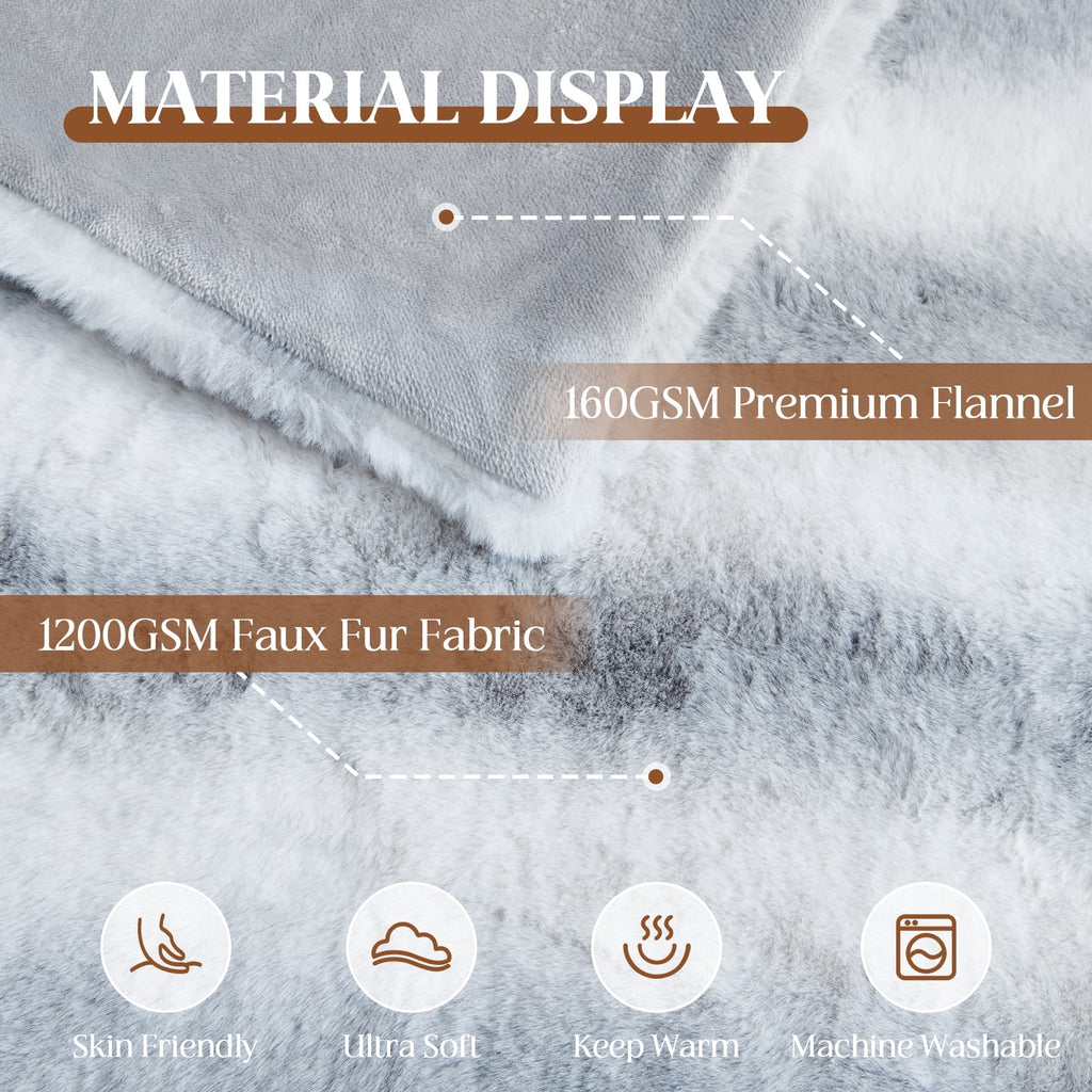 Luxury Faux Fur Throw Blanket for Bed Super Thick Warm Fuzzy Blankets for Bedroom Living Room, 60" x 80", White - Image 5