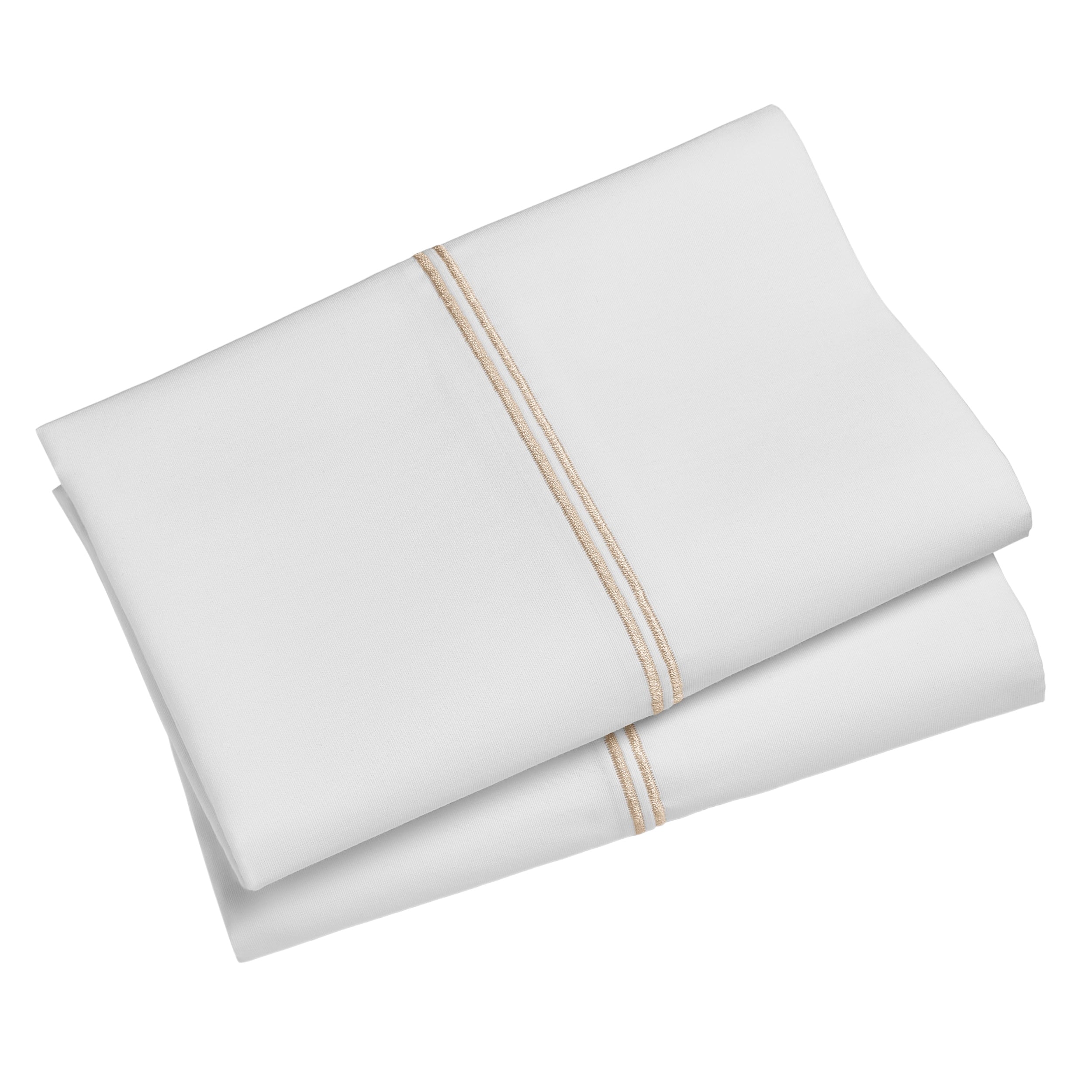 4-Piece 300 Thread Count White Pima Cotton Bed Sheet Set with Tan Hem, Full , Adult/Teen - Image 6