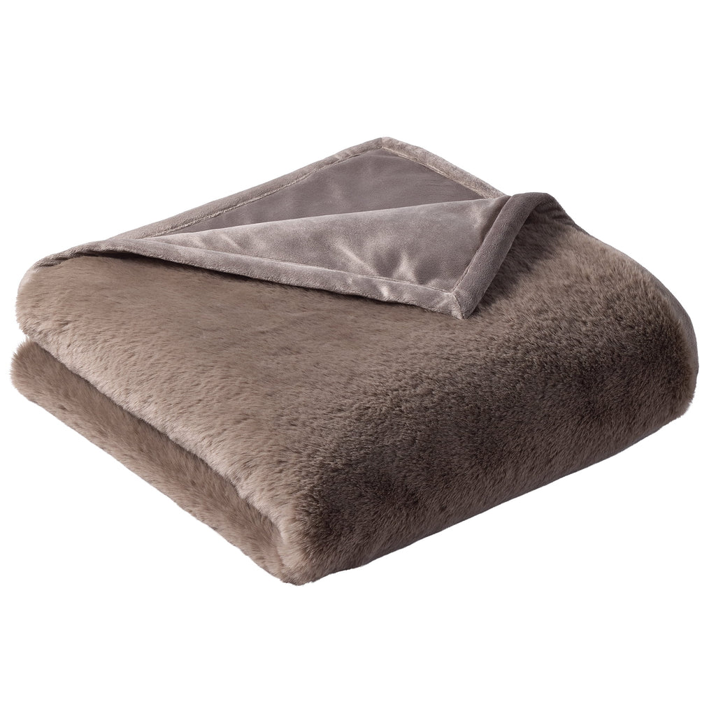 Grey Faux Fur Ultra Soft Luxury Oversized Throw Blanket 50" x 72", Grey Bisque - Image 4