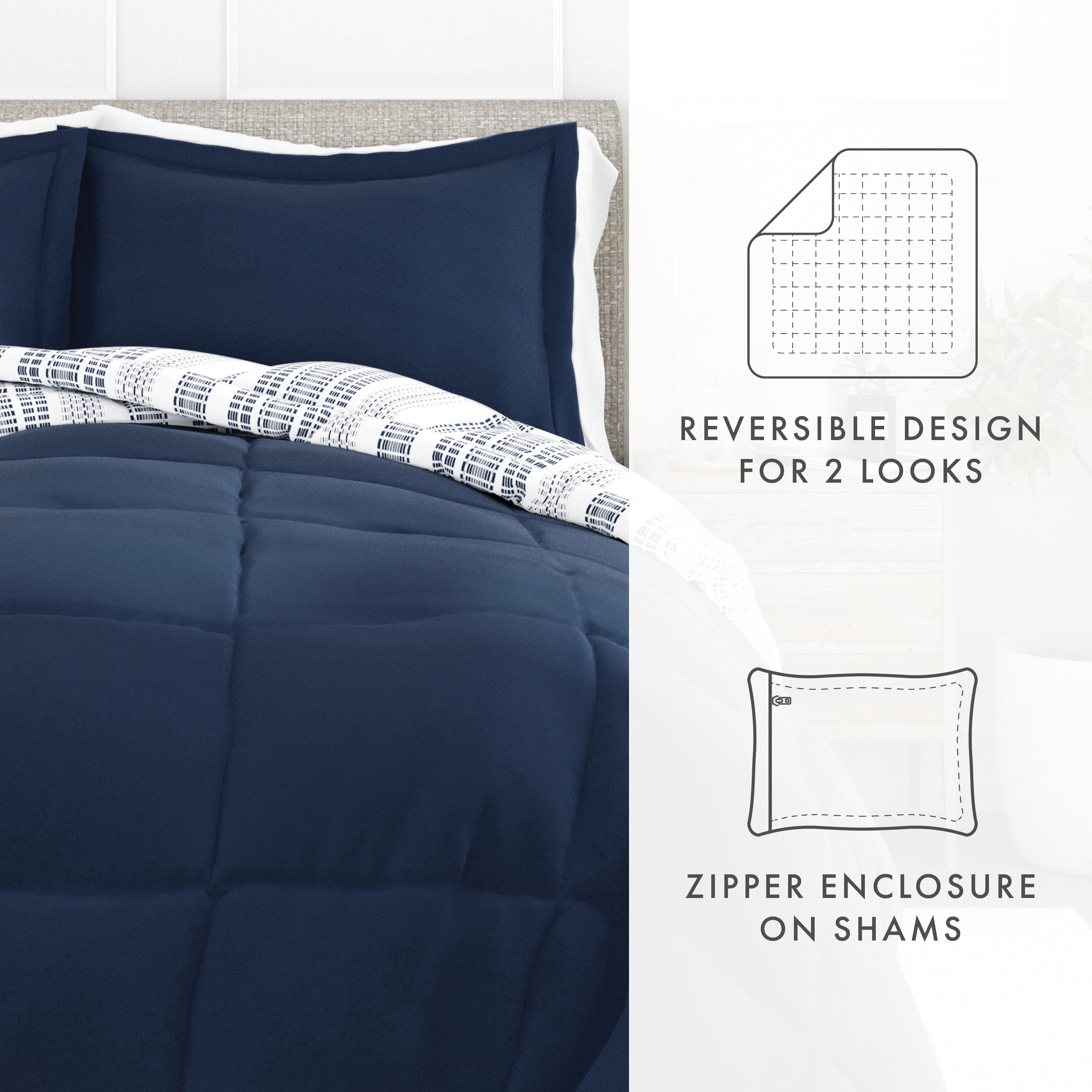 2-Piece Navy Farmhouse Dreams ReversiblePrint Comforter Set, Twin/TwinXL - Image 2