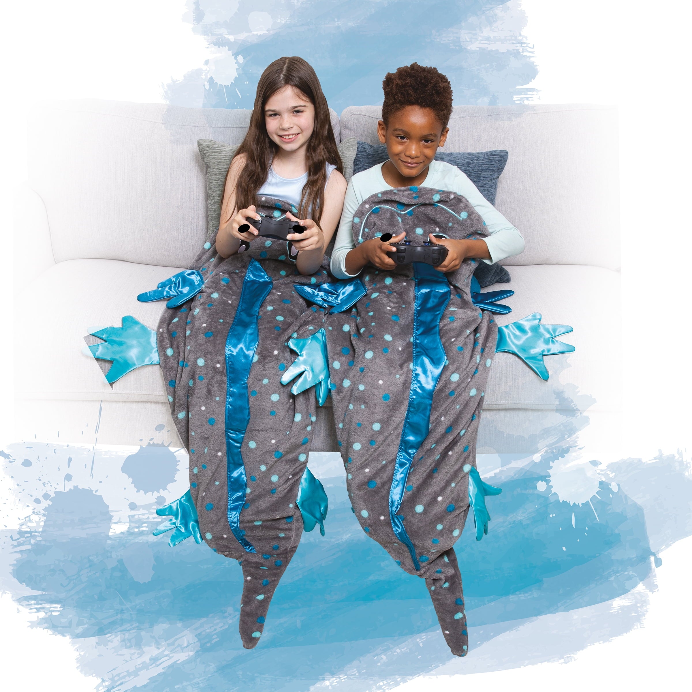 Tails, The Original Wearable Blanket with Sleeves, Super Soft Throw Fleece, Axolotl, Ages 5+ - Image 3