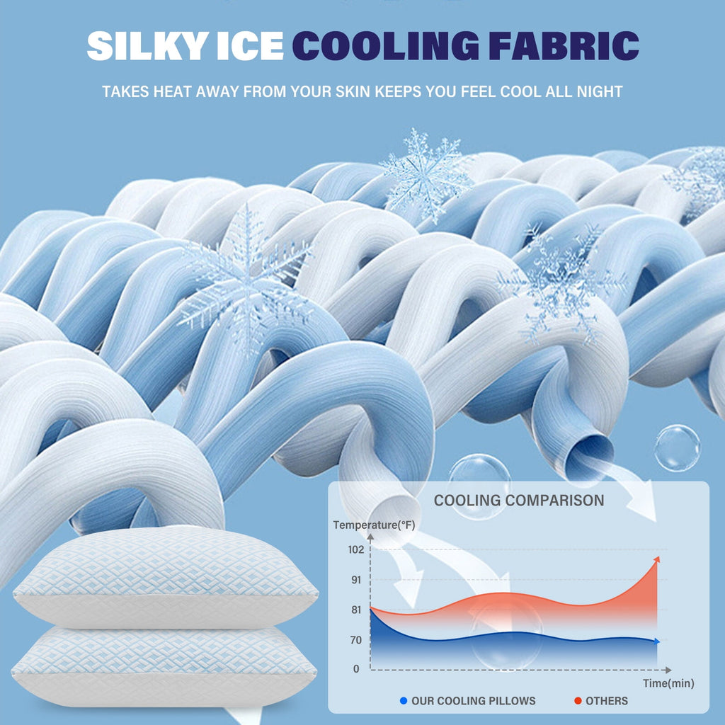 Cooling Bed Pillows for Sleeping Shredded Memory Foam Pillows Queen Size Set of 2 Pack - Image 4