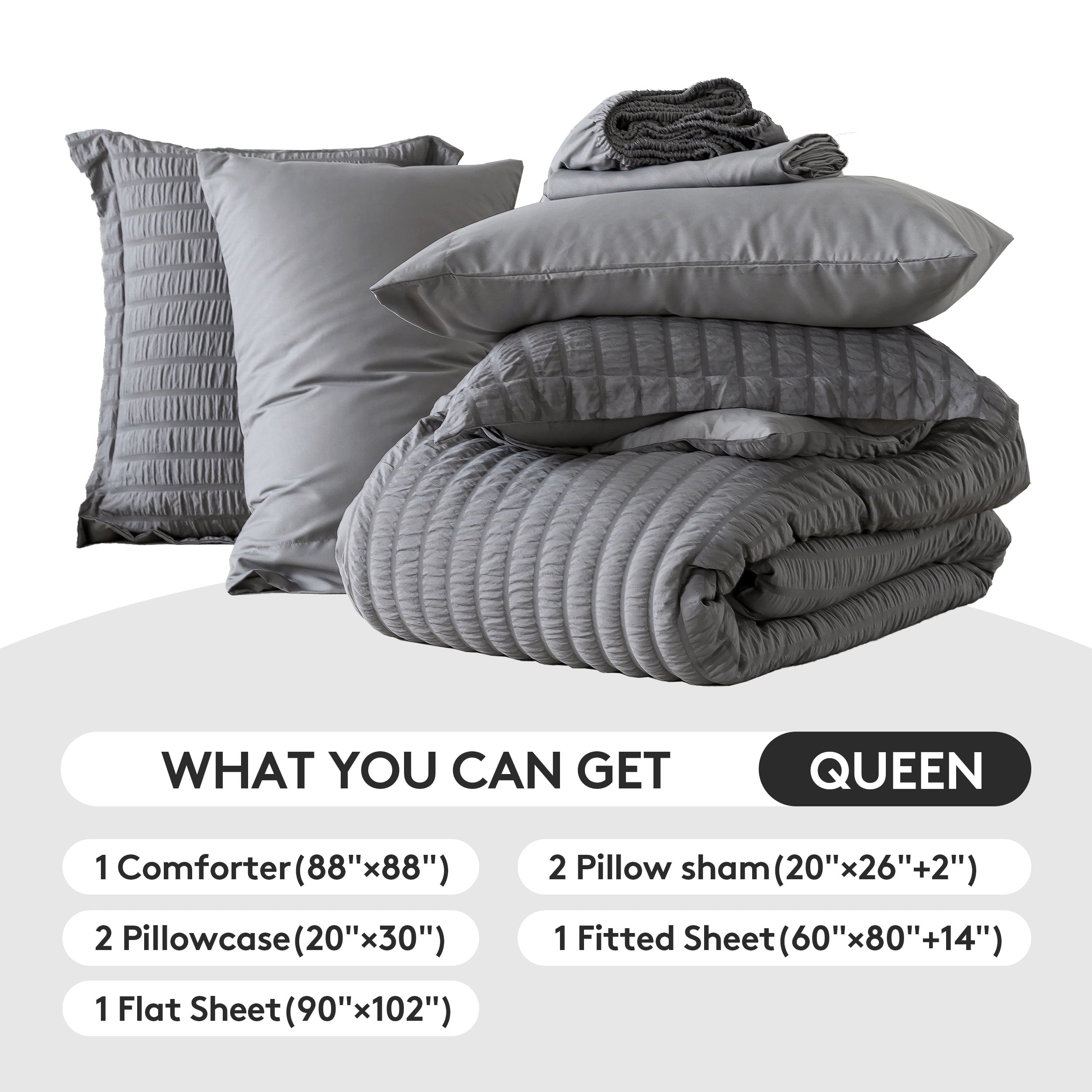 Vccoem 7 Piece Queen Comforter Set, Bed in a Bag with Sheets, Pillowcases & Shams, All Season Soft Bedding, Cozy and Lightweight, Machine Wa - Image 4