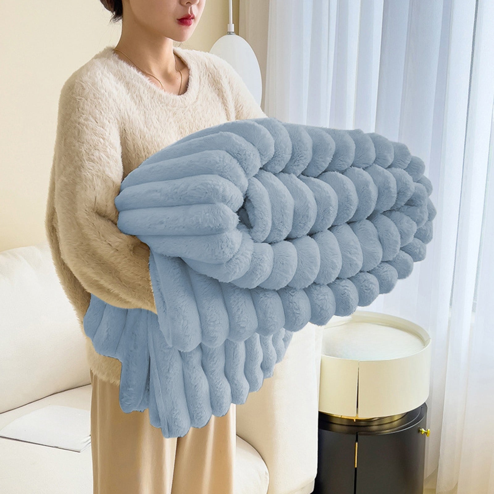 PALIFEUR Flannel Throw Blanket, Extra Large Fleece Blanket, Super Cozy Soft Blankets for Couch Bed, Fall Winter Throw Blanke, 28" x 40",Blue - Image 5