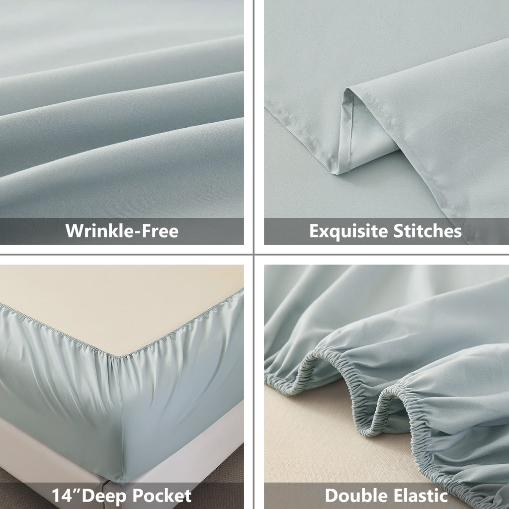 Sheets Set 4 Piece Queen/Full Size Sheet Set, Soft & Lightweight And Breathable ding Set, Fitted Sheet, Flat Sheet & ... - Image 5