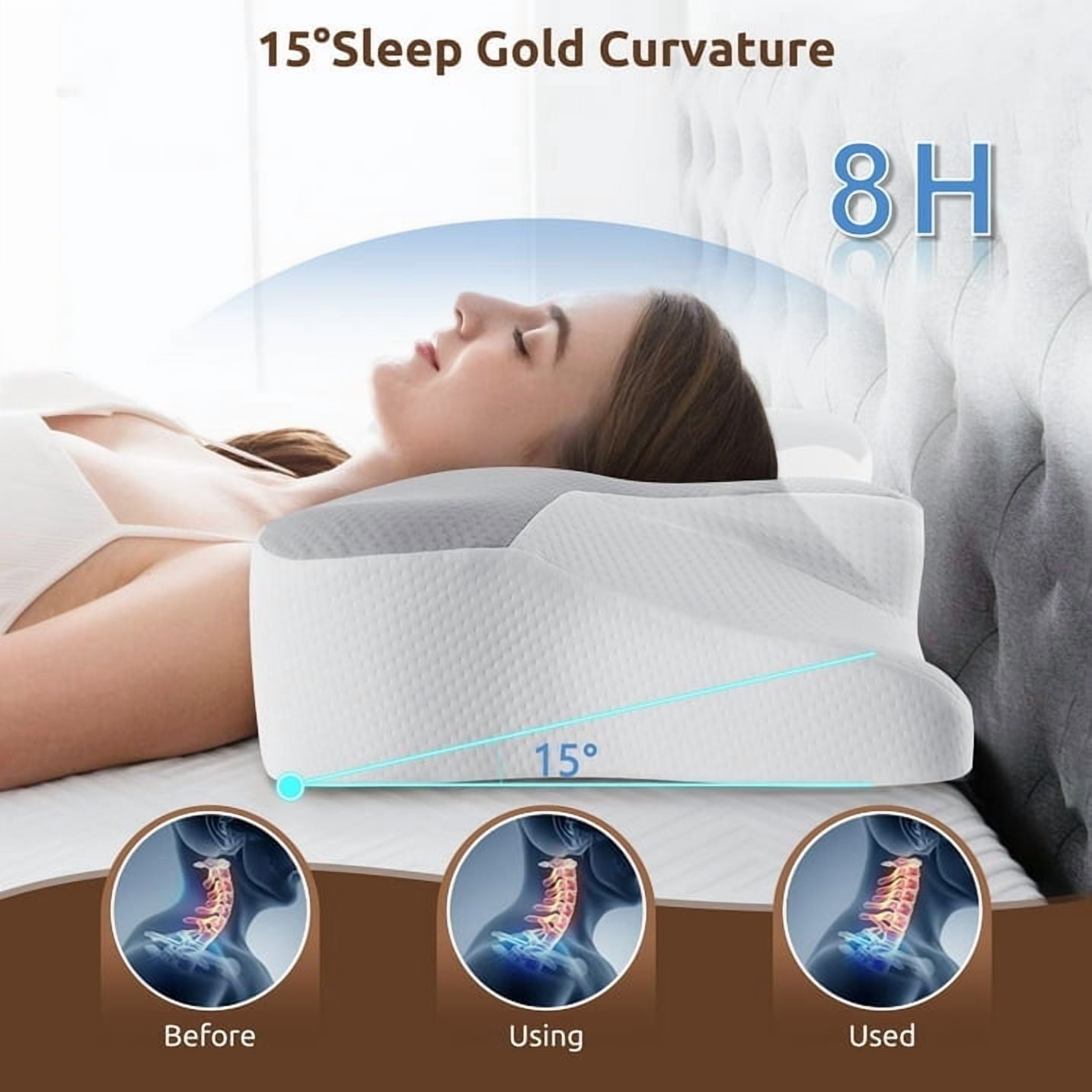 Cervical Pillow for Sleeping Memory Foam Neck Pain Relief Contour Orthopedic Ergonomic Pillows for Women Side Sleeper... - Image 2