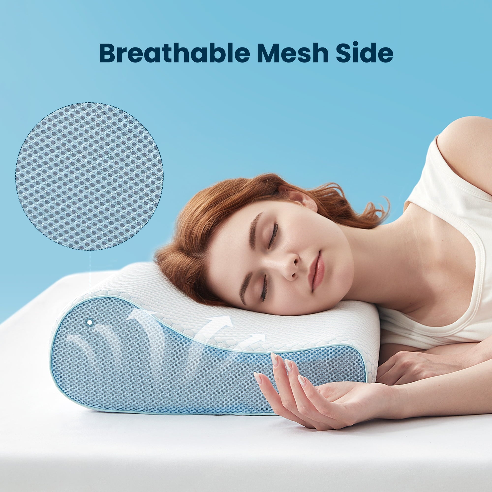 Sleep Zone Standard Cooling Memory Foam Pillow, Ergonomic Adjustable Orthopedic Contour Bed Pillows Neck Support for Side Back Stomach Sleep - Image 5