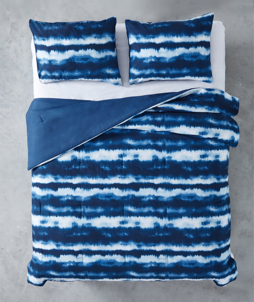 Tie Dye Navy 3 Piece Comforter Set, Full - Image 2